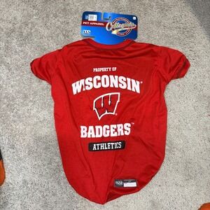Pets First Wisconsin Badgers‎ Red Athletic Pet Apparel Shirt XXX Large